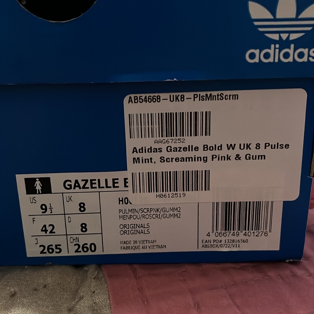 Adidas gazelle bold pulse mint pink and gum - Picture 3 of 3